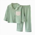 thumbnail image 1 of Kids 2‑Piece Button‑Up Pajama Set with Embroidery Pocket,Soft Fabric Sleepwear for Boys and Girls 7-8 Years, 1 of 5