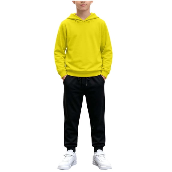 Kids 2 Piece Hoodie and Sweatpants Set Pullover Hooded Sweatshirt with Drawstring Jogger Pants with Pockets Casual Lounge Tracksuit for Boys Girls Ages 1-15 Years