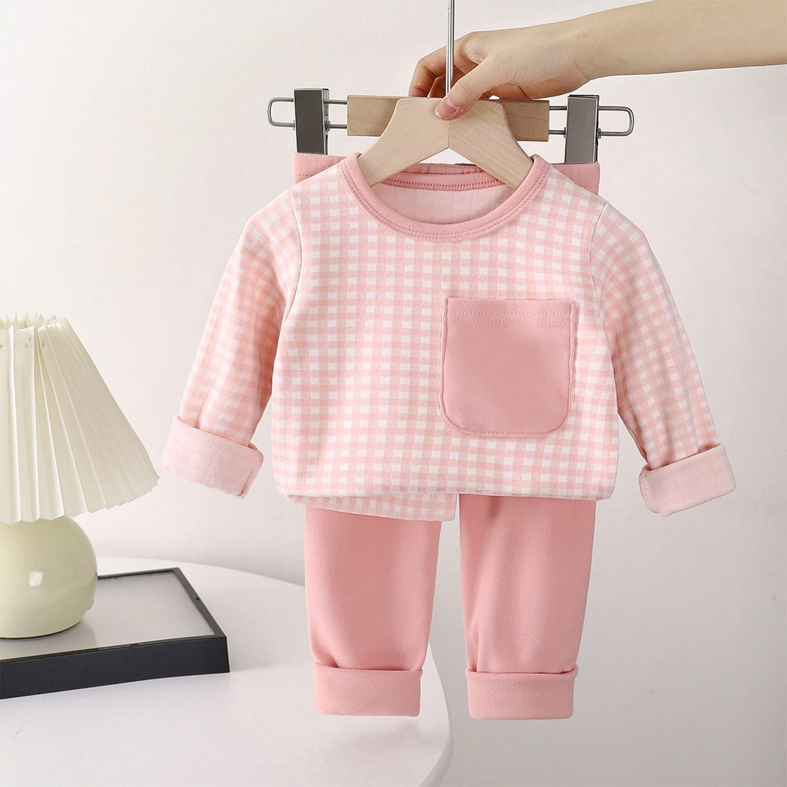 Kids 2-Piece Outfit Set, Plaid, Graphic Print and Fleece, Coordinated ...