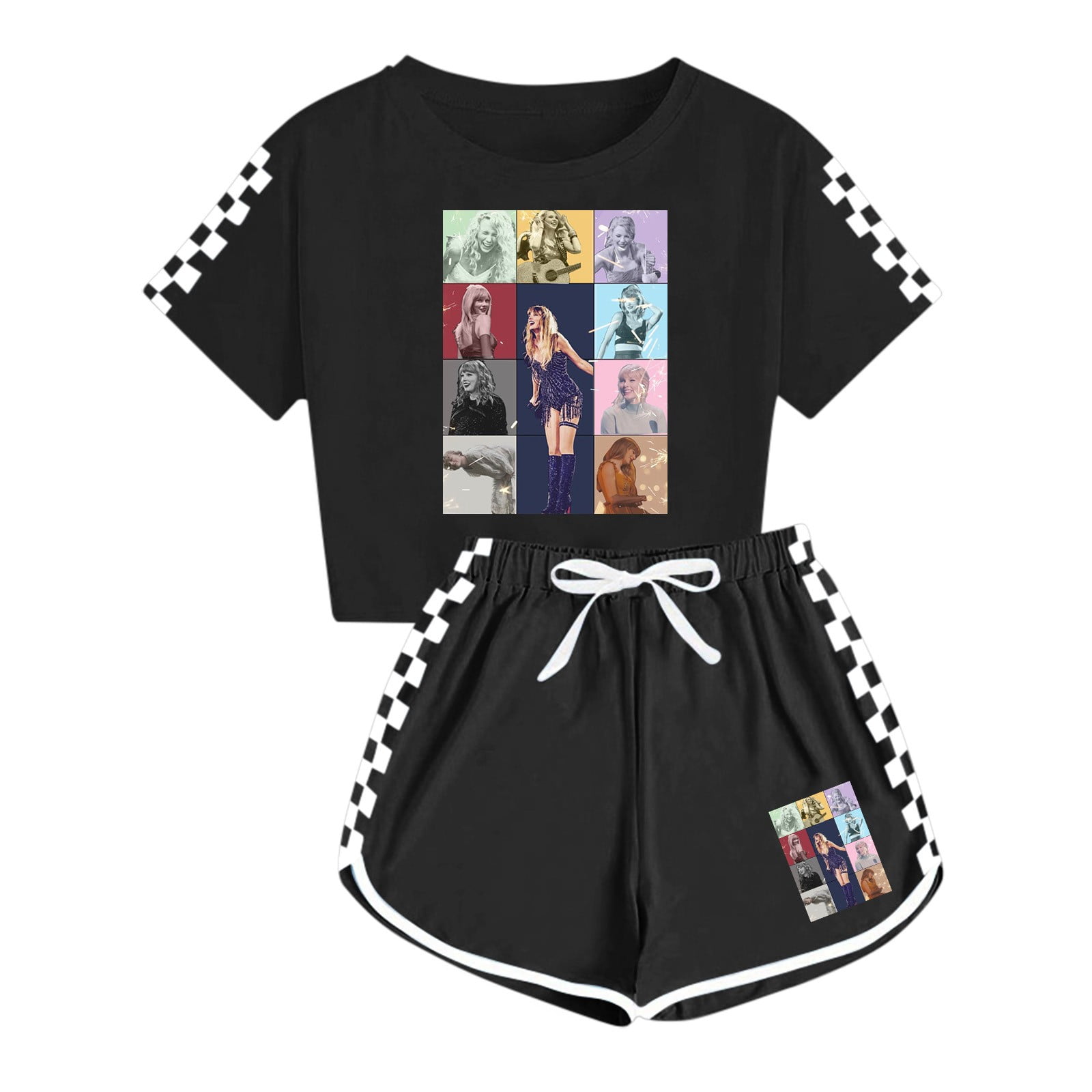 Kids 2 Piece Outfits Little Big Girls Music Fans T Shirt And Shorts Set Kids 2 piece outfits little big girls music fans t shirt and shorts set