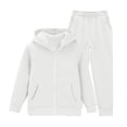 thumbnail image 1 of Kids 2 Piece Outfits Solid Full Zip Hoodie Jacket and Elastic Jogger Pants, Boys Girls Plain Soft Casual Tracksuit for Daily Loungewear Outdoor Wear(White,13-14 Years), 1 of 6