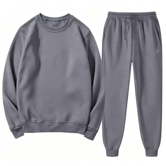 Kids 2 Piece Outfits Solid Raglan Crewneck Sweatshirt and Drawstring Jogger Pants, Boys Girls Hoodieless Soft Casual Tracksuit for Daily Loungewear Play(Grey,4-5 Years)