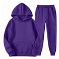 thumbnail image 1 of Kids 2 Piece Outfits Solid Raglan Hoodie Pullover and Elastic Jogger Pants, Boys Girls Plain Soft Casual Matching Tracksuit for Daily Play Loungewear(Dark Purple,13-14 Years), 1 of 5