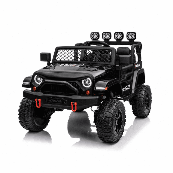 Kids 2-Seater Ride On Jeep, 24V 7Ah 4WD Four 550 Motors, Remote Control, EVA Wheels, Spring Suspension, LED Lights & Music for Ages 3+