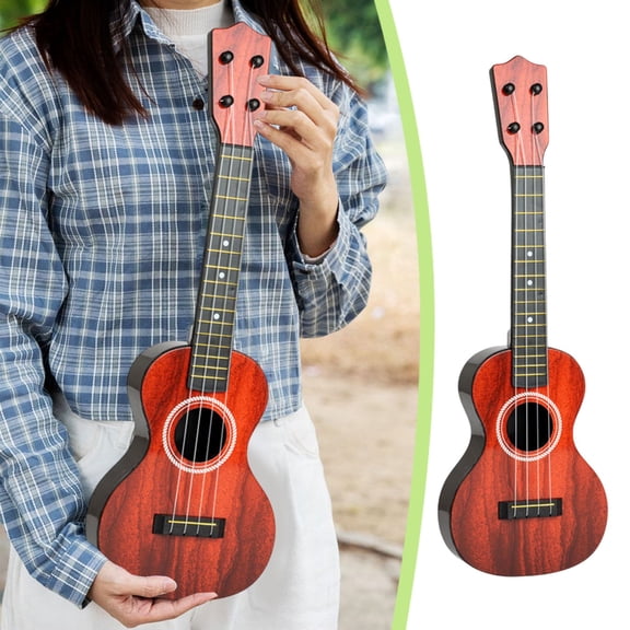 Kids 20 Inch Hippo Ukulele Toy Playable Guitar Early STEM Music Learning Gift for 3-8,Red