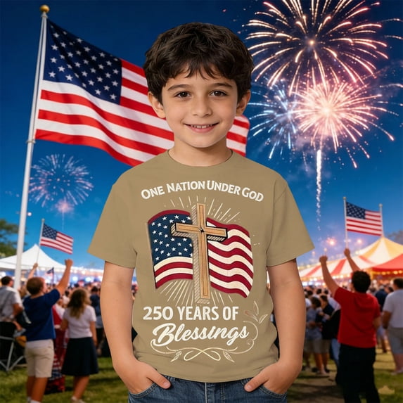 Kids 250 Anniversary USA Shirts Relaxed Fit Casual 250 Year T-Shirt Comfortable Regular Fit Short Sleeve Independence Day Tops