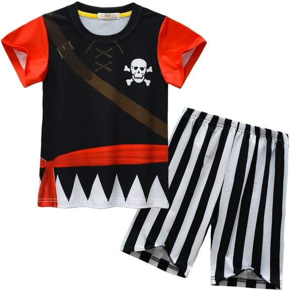 Kids 2PCS Pajama Pirate Sets Halloween Pjs Sleepwear Dress Up for 4-9Y
