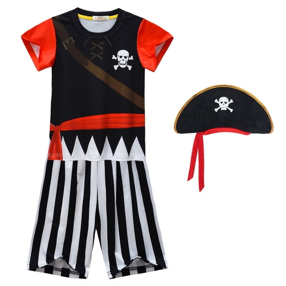 Kids 2PCS Pajama Pirate Sets Halloween Pjs Sleepwear Dress Up for 4-9Y