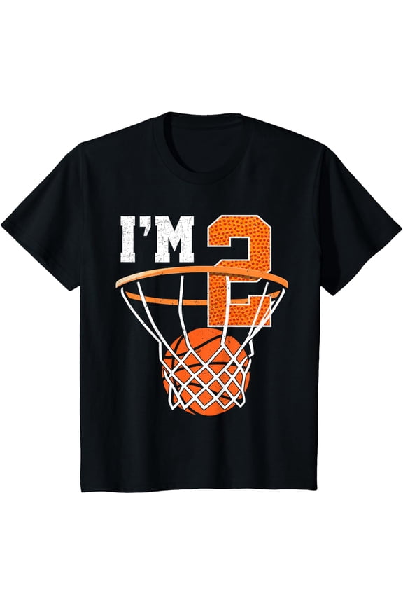Kids 2nd Birthday Shirt Boy Basketball Kids Two Year Old Birthday T-Shirt