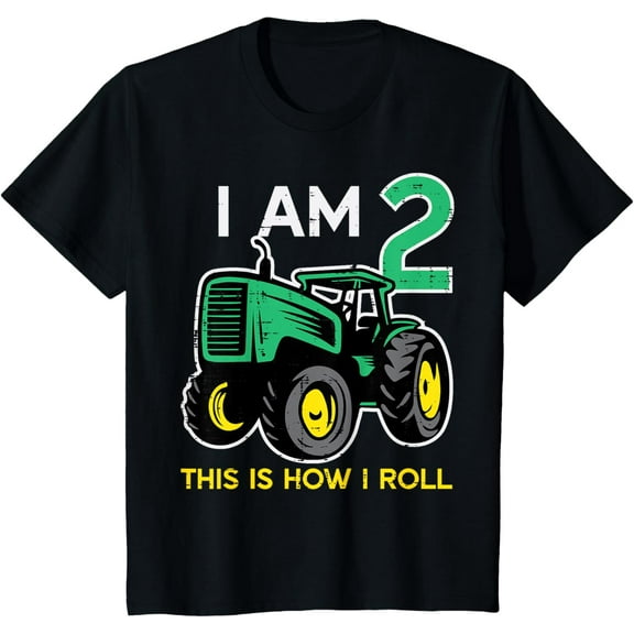 Kids 2nd Birthday Tractor I Am 2 Years Old Farm Truck Boys Kids T-Shirt