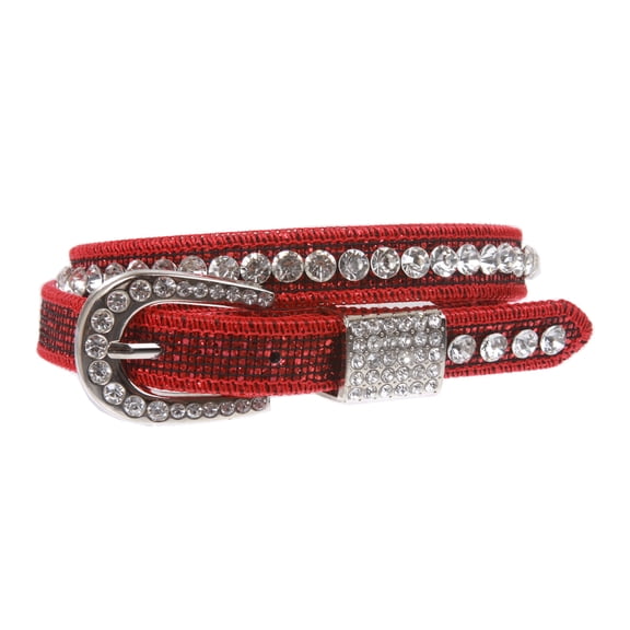 Kids 3/4" (20 mm) Western Cowgirl Rhinestone Studded Skinny Belt