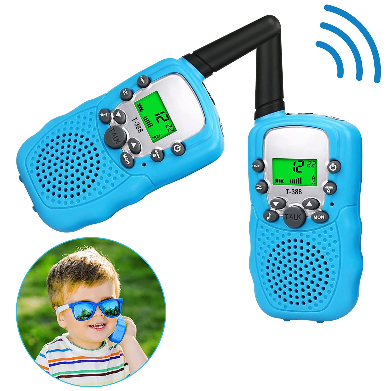 Kids 3 Miles Long Range Walkie Talkies (Blue), 2 Pack 3-12 Year Old ...