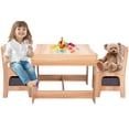 thumbnail image 1 of Kids Table and Chair Set, 3 in 1 Wooden Kids Activity Table Set with Storage Drawer, Detachable Tabletop, Toddlers Table and Chair Set for Drawing Reading Arts Crafts Playroom Nursery, Natural, 1 of 9