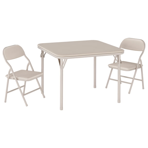 GOGRANT Kids 3-Piece Folding Square Activity Table and Chair Set, Beige