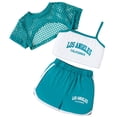 thumbnail image 1 of Kids 3-Piece Mesh Tank Outfit Set, Printed Tank & Shorts for Summer Style,Green,10Y, 1 of 9