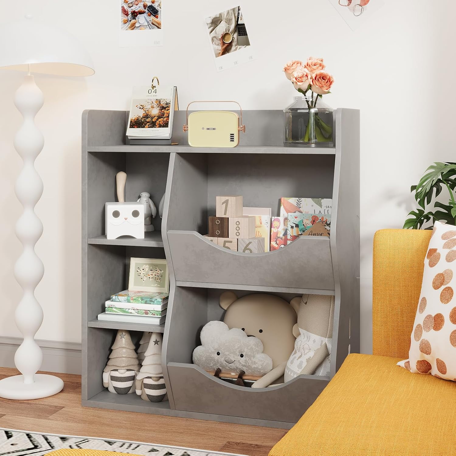 Kids 3Tier Toy Storage Organizer Kids Bookshelf Double Side Toy Shelf