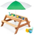 Kids 3in1 Sand & Water Table Wood Outdoor Convertible Picnic Table w