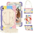 thumbnail image 1 of Kids 3-layer Case for Samsung Galaxy Tab A7 Lite 8.7" 2021 SM-T225/SM-T220, with Pencil Holder 360 Rotating Kickstand Hand-strap/ Shoulder Strap Heavy Duty Protective Cover,B-colorful pink+beige, 1 of 7