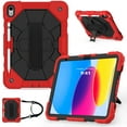 thumbnail image 1 of Kids 3-layer Design Case for iPad 10th Gen 10.9" 2022, with Pencil Holder 360 Rotating Kickstand Hand-strap/ Shoulder Strap Heavy Duty Protective Tablet Cover for iPad 10th Gen,K-red+black, 1 of 9