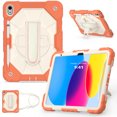 thumbnail image 1 of Kids 3-layer Design Case for iPad 10th Gen 10.9" 2022, with Pencil Holder 360 Rotating Kickstand Hand-strap/ Shoulder Strap Heavy Duty Protective Tablet Cover for iPad 10th Gen,G-orange+beige, 1 of 9