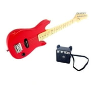 Kids 30 Inch Electric Guitar Combo, 5W Amp Loudspeaker, Solid Wood Body, Color Red