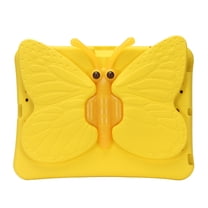 Kids 3D Butterfly Case for iPad 9th 8th 7th Genertion 10.2 inch,360° Rotating Foldable Wing Stand EVA Case Shockproof Cover for iPad Air 3rd Generation 2019/iPad Pro 10.5" 2017,Yellow