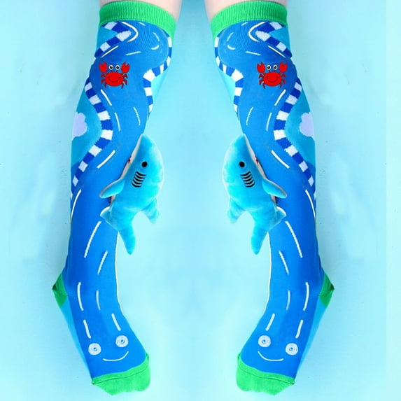 Kids 3D Cartoon Shark Knee High Socks Christmas Birthday Novelty Socks