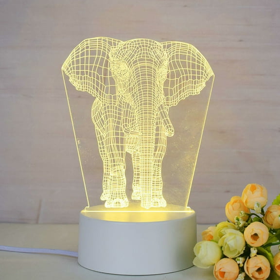 Kids 3D Elephant Night Light Optical Illusion Lamp with 16 Colors Remote Control Changing Birthday Xmas Idea