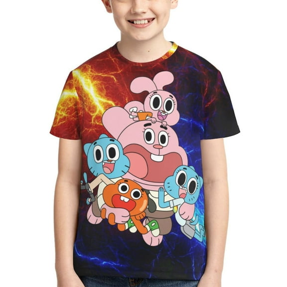 Kids 3D Graphic Amazing World of Gumball T-Shirts, Novelty Shirts Crewneck Short Sleeve Tees for Youth Boys Girls