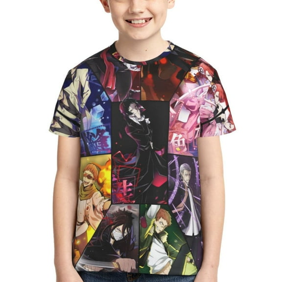 Kids 3D Graphic Bungo Stray Dogs T-Shirts, Novelty Shirts Crewneck Short Sleeve Tees for Youth Boys Girls
