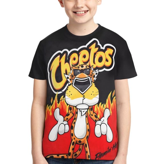 Kids 3D Graphic Chee-to T-Shirts, Novelty Shirts Crewneck Short Sleeve Tees for Youth Boys Girls