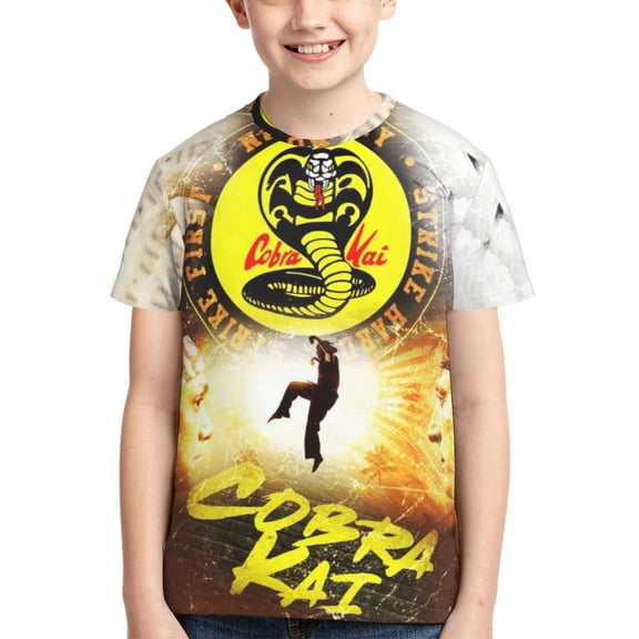 Kids 3D Graphic Cobra Kai T-Shirts, Novelty Shirts Crewneck Short Sleeve Tees for Youth Boys Girls