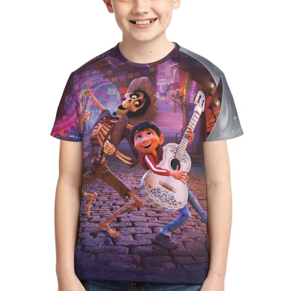 Kids 3D Graphic Coc Movie T-Shirts, Novelty Shirts Crewneck Short Sleeve Tees for Youth Boys Girls
