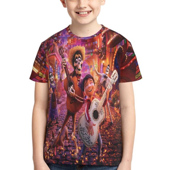 Kids 3D Graphic Coc Movie T-Shirts, Novelty Shirts Crewneck Short Sleeve Tees for Youth Boys Girls