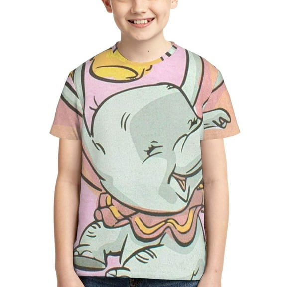 Kids 3D Graphic Dumbo T-Shirts, Novelty Shirts Crewneck Short Sleeve Tees for Youth Boys Girls