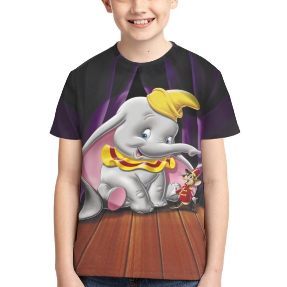 Kids 3D Graphic Dumbo T-Shirts, Novelty Shirts Crewneck Short Sleeve Tees for Youth Boys Girls
