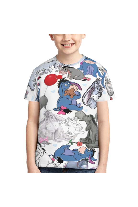 Kids 3D Graphic Ee-Yore T-Shirts, Novelty Shirts Crewneck Short Sleeve Tees for Youth Boys Girls