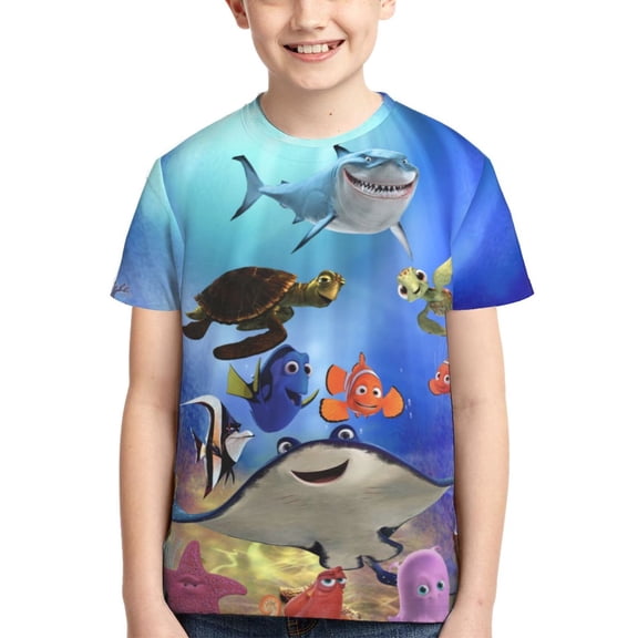 Kids 3D Graphic Finding Ne-m T-Shirts, Novelty Shirts Crewneck Short Sleeve Tees for Youth Boys Girls