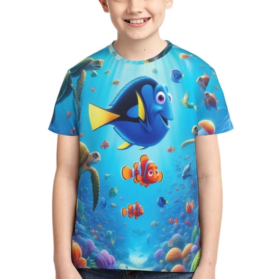 Kids 3D Graphic Finding Ne-m T-Shirts, Novelty Shirts Crewneck Short Sleeve Tees for Youth Boys Girls