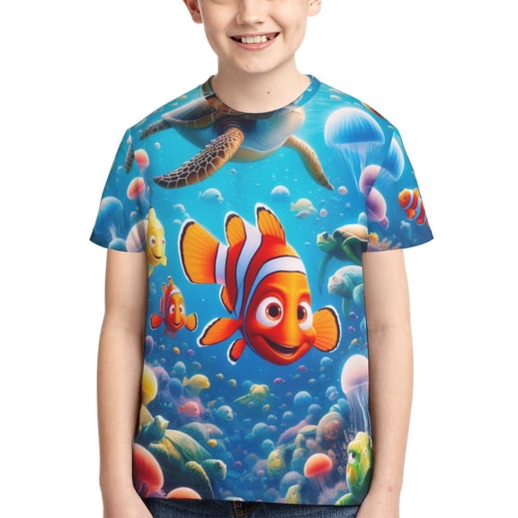 Kids 3D Graphic Finding Ne-m T-Shirts, Novelty Shirts Crewneck Short Sleeve Tees for Youth Boys Girls