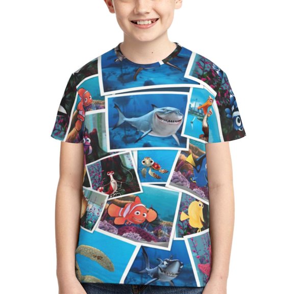 Kids 3D Graphic Finding Ne-m T-Shirts, Novelty Shirts Crewneck Short Sleeve Tees for Youth Boys Girls