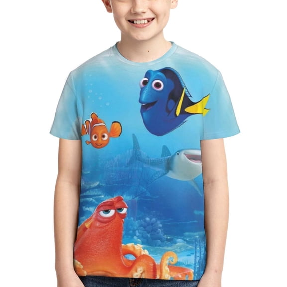 Kids 3D Graphic Finding Ne-m T-Shirts, Novelty Shirts Crewneck Short Sleeve Tees for Youth Boys Girls