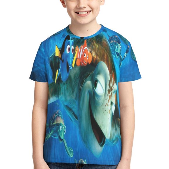 Kids 3D Graphic Finding Ne-m T-Shirts, Novelty Shirts Crewneck Short Sleeve Tees for Youth Boys Girls