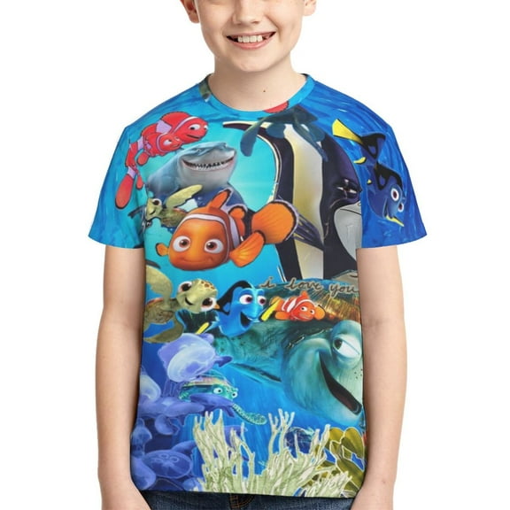 Kids 3D Graphic Finding Ne-m T-Shirts, Novelty Shirts Crewneck Short Sleeve Tees for Youth Boys Girls