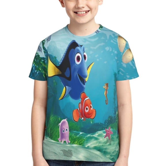 Kids 3D Graphic Finding Ne-m T-Shirts, Novelty Shirts Crewneck Short Sleeve Tees for Youth Boys Girls