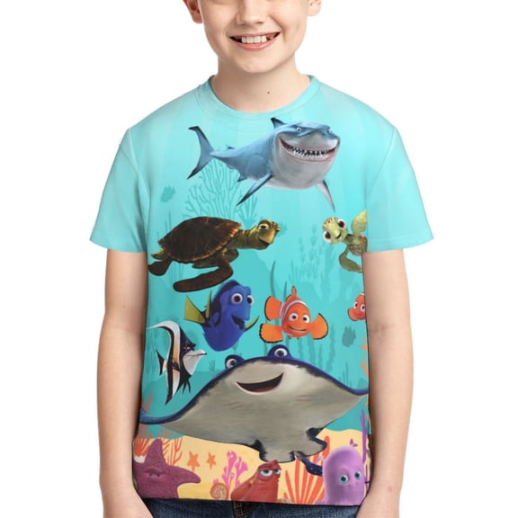 Kids 3D Graphic Finding Ne-m T-Shirts, Novelty Shirts Crewneck Short Sleeve Tees for Youth Boys Girls