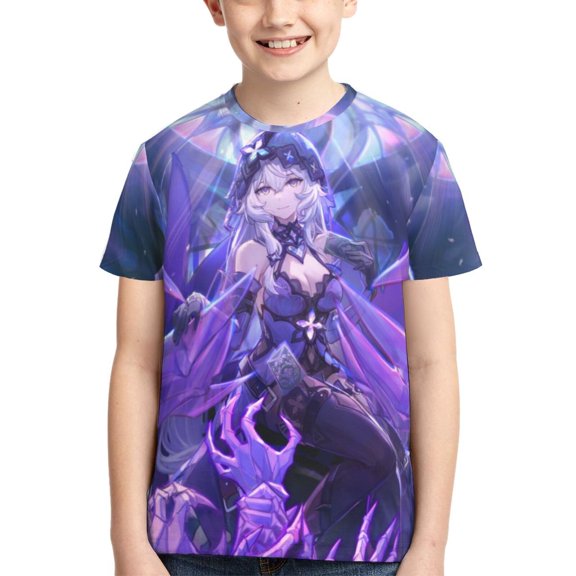 Kids 3D Graphic Honkai Star Rail T-Shirts, Novelty Shirts Crewneck Short Sleeve Tees for Youth Boys Girls