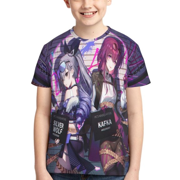 Kids 3D Graphic Honkai Star Rail T-Shirts, Novelty Shirts Crewneck Short Sleeve Tees for Youth Boys Girls
