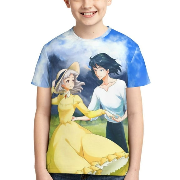 Kids 3D Graphic Howls Moving Castle T-Shirts, Novelty Shirts Crewneck Short Sleeve Tees for Youth Boys Girls