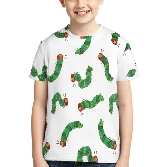 Kids 3D Graphic Hungry Caterpilla T-Shirts, Novelty Shirts Crewneck Short Sleeve Tees for Youth Boys Girls
